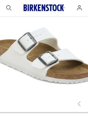 Birkenstock Arizona White Two-Strap Slide Sandal